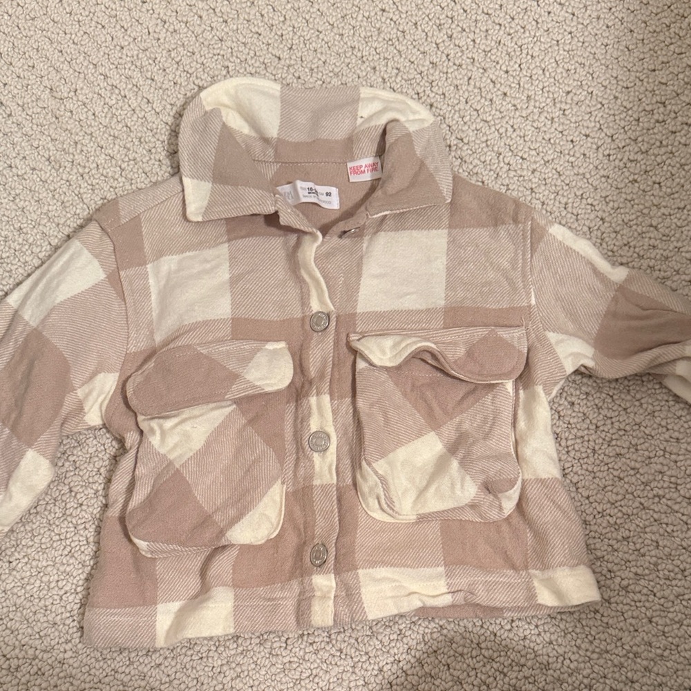 Zara flannel  Plaid Button-Front Shacket